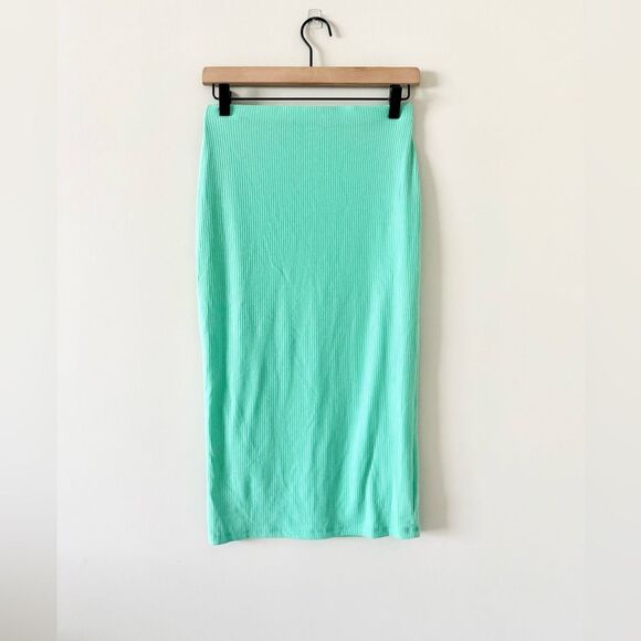 NWT AFRM Los Angeles Port Ribbed Pencil Skirt in Mint Green - Size XS - Picture 5 of 8